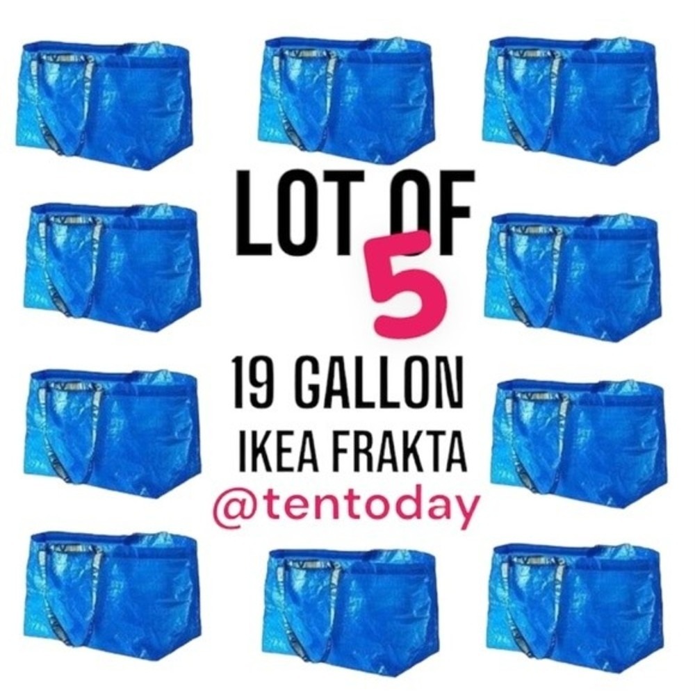 NEW Lot of Five 5 Frakta‎ Large 19 Gallon Blue IKEA Tote Carrying Storage Bags